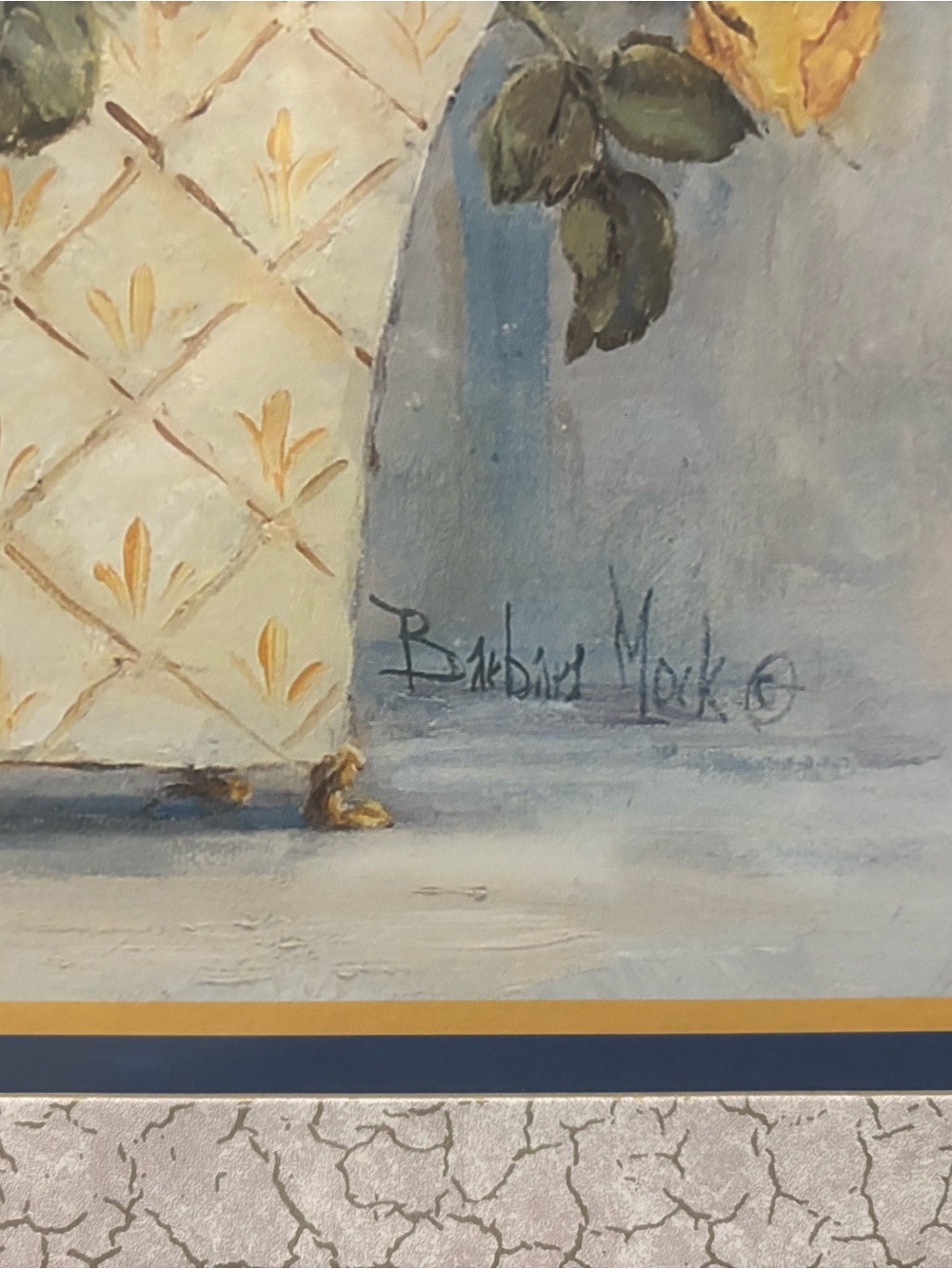 Barbara Mock 29 width 25 ht Floral Still Life Print with Yellow Tulips and Roses - Picture 3 of 3